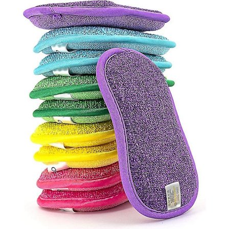 Mordely Set Of 10 Washable And Reusable Microfiber Sponges - Dishwashing And Kitchen Sponge - Eco-friendly - Several Colors - Magic