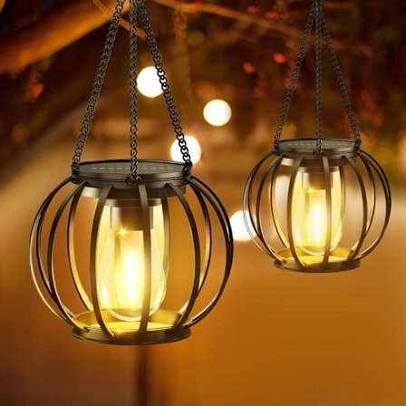 Solcellelamper 2-pak Udendørs, Hængende LED-lamper i Metal til Have & Altan_TF_TF