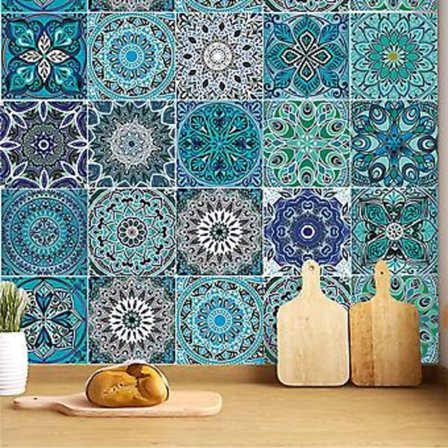20 kpl Keittiölaatta Tarrat, Liimaavat Kylpyhuoneen Laatta Tarrat, Laatta Tarrat, Vedenkestävä Itseliimautuva Laatta Koristelu, Marokkolainen Tyyli 