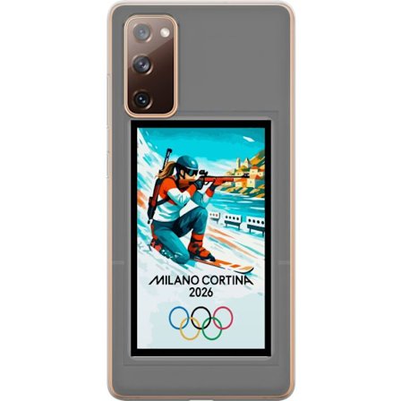 Kompatibelt Mobildeksel til Samsung Galaxy S20 FE Retroplakat Cortina Milano 2026 med fjell, vintersportsutøvere, italienske trikolor, Milano-katedral
