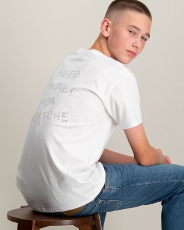 BVALDI Need Money For Porsche Vit T-shirts Kille - Kids Brand Store