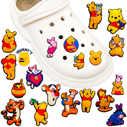 20 st/set Jibbitz Charms för Crocs Clog Winnie Cartoon Sko Dekoration Tillbehör 20PCS