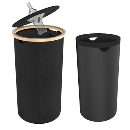 UISEBRT 100L Återvinningsbox för Återvinningsbara Flaskor med Lock och Transportväska, Återvinningskärl för Tomma, Svart