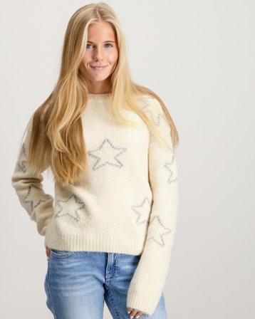 LMTD NLFRISTAR LS SHORT KNIT Blanc Pulls Fille - Kids Brand Store