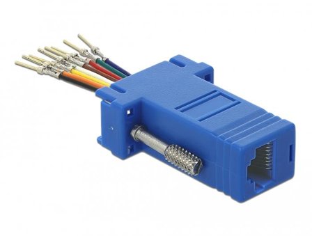 Delock Adapter Sub-D 9 pin male to RJ45 female Assembly Kit - seriell adapter - blå
