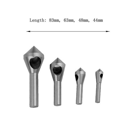 Fase, Senk og Avgratingssett med 4 Bor - Metallkutting