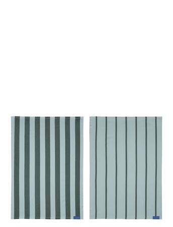 Stripes Tea Towel, 2-Pack Home Textiles Kitchen Textiles Kitchen Towels Green Mette Ditmer