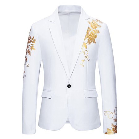 Herre Blazer Mote Blomster Casual Sportsjakke Slank Passform Dressjakke