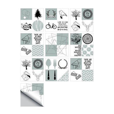 10 stk Kreative fliser i landlig stil, selvklebende kjøkkenfliser, klistremerker for fliser, DIY-romdekorasjon, vanntette veggklistremerker