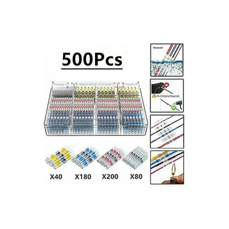 500 st Elektriska klackar Löd Krympslang, Maidodo Värmekrymp Lod Butt Tätning Isolerade elektriska kontakter Vattentät Marine Marine Automot