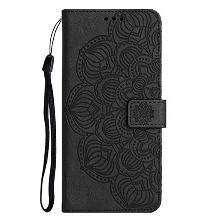 Etui til iPhone 14 svart Mandala lær XC Mandala preget japansk og koreansk