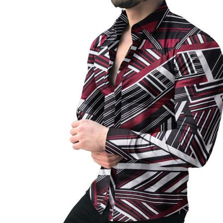 Herr Höst Casual Geometriskt Printed Skjorta Långärmad Knapp L