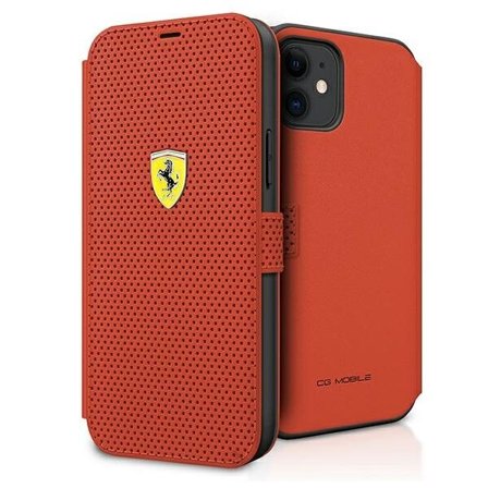 Ferrari FESPEFLBKP12SRE iPhone 12 mini 5.4" punainen/punainen kirja On Track Perforoitu