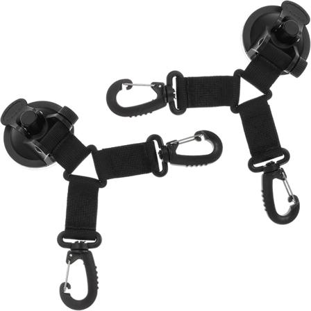 2 kappaletta raskaan sarjan imukuppia koukuilla autojen leirintätelttoihin, veneisiin ja leirintään