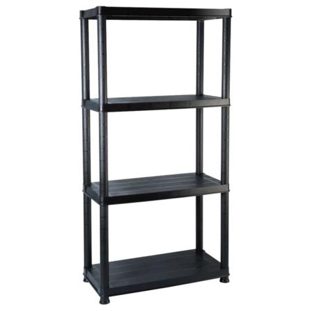 Vidaxl Förvaringshylla 4 Hyllor Svart 61x30,5x130 Cm Plast Svart
