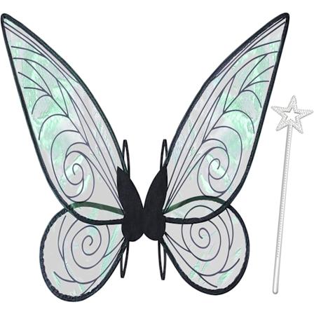 Fe-Vinger til Voksne, Sommerfuglevinger til Kvinder og Piger Halloween Jul Kostume Glitter Engelvinger Klæd Dig Ud Fest Favorit (Sort-1) Black-1