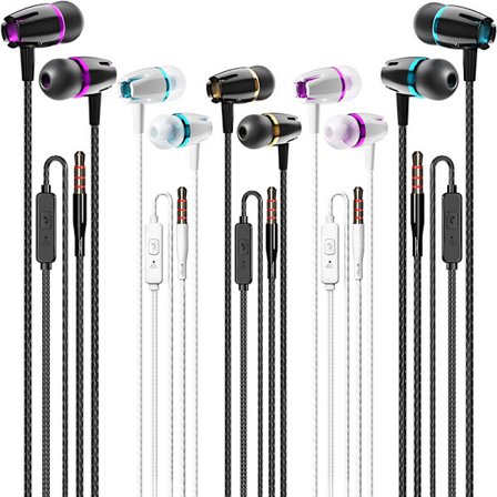 Hörlurar med mikrofon, 5-pack, brusreducerande in-ear-hörlurar, kraftfull bas, hög definition, kompatibel med iPhone, iPod, iPad, MP3, Samsung, de 