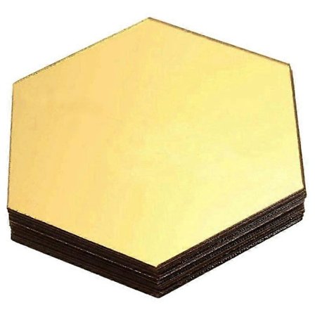 12 stk. DIY 3D Spejl Sekskant Decal Kunst Vægmaleri Vægsticker Hjemmeindretning Aftagelig Guld