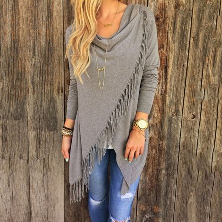 Dam tripes Poncho Fall Tofsar lash jal Hem Fringe weater