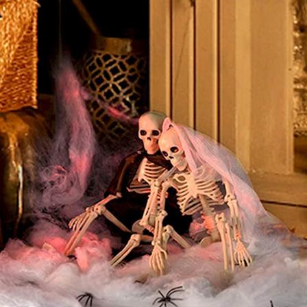 Halloween Skjelett Dekorasjon Simulert Menneskelig Plast Bein Spøkelseshus Dekorative Skjelett Rekvisitter Brud Brudgom Med Klær
