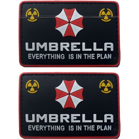 2 stk. Resident Evil Umbrella Corporation PVC Patch Badges Emblem A