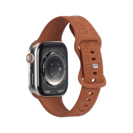 Kompatibel med iwatchS9 876SE Apple Watch armband präglat liten ros silikon Sunflower - rödbrun