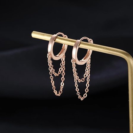 Örhängen med fransar för kvinnor, tonåringar och flickor - Minimalistiska hoops med kedja