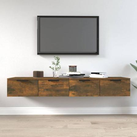 Vidaxl Väggskåp 2 St Rökfärgad Ek 68x30x20 Cm Konstruerat Trä Brun