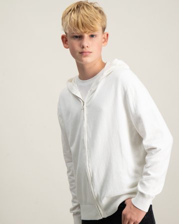 Grunt John Zip Hood Knit Kremowy Bluzy z kapturem Chłopiec - Kids Brand Store