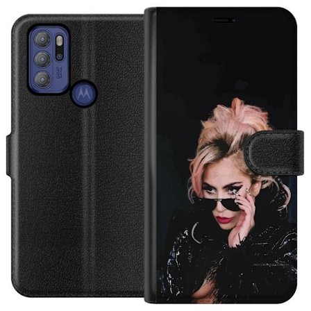 Kompatibelt Lommeboketui til Motorola Moto G60S Lady Gaga portrett med solbriller og dramatisk sminke i mørk glamorøs stil