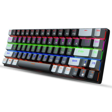 68-tangenters Rgb Blå, Rött Mekaniskt Tangentbord, 1 Stycke, Svart