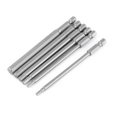 6 stk. 100 mm magnetisk skruetrækkerspids sæt sekskant hoved værktøjsspids med 1/4" sekskant skaft"