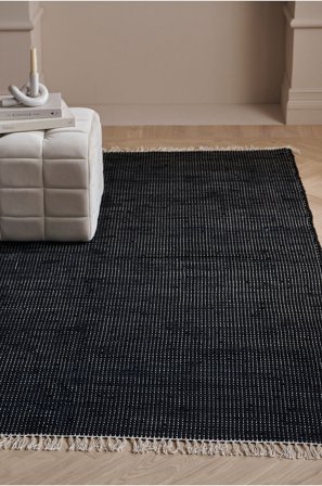 &Home - Kludetæppe Ludvika - Sort - Bomulds- & kludetæpper - 140X200 - Fra Homeroom