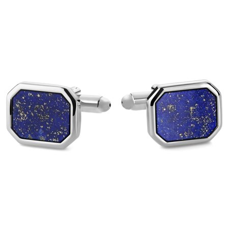 Oktagonale Sølvfarvede Manchetknapper med Lapis Lazuli til mænd