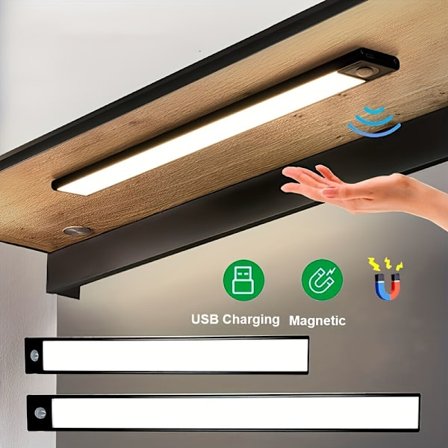Ultratynd LED intelligent natlampe, bevægelsessensor USB genopladelig skabslys, egnet til belysning under skabe, garderober, soveværelser