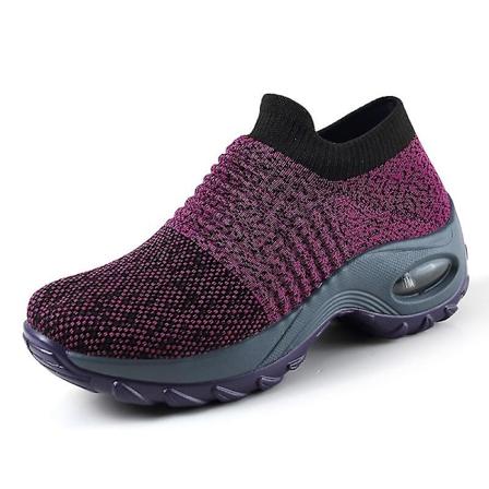 Fjäder - Flat Slip-on Plattform, Mesh Sock Sneakers, Sko (Sett 1) Lilla 40 Purple