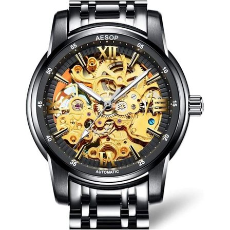Luksus Armbåndsur Herre Skelet Mekanisk Ur Selvlysende Vandtæt Hul Automatisk Ur