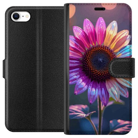 Kompatibelt Lommeboketui til Apple iPhone 6 Irideserende blomst med glitrende kronblad i rosa lilla og gull mot myk bokeh bakgrunn