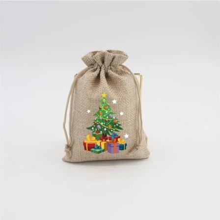Mub- 10x14cm Julegaver Festdekorasjoner Julelin Candy Bags Med Snøringer Jute Burlap Gavepose Burlap Bag X2072 SD01-6