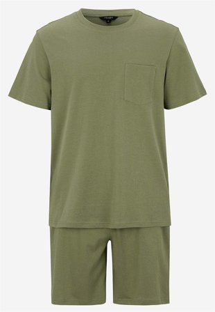 Cellbes of Sweden - Pysjsett med t-skjorte og shorts i kakigrønn for menn i størrelse 8XL
