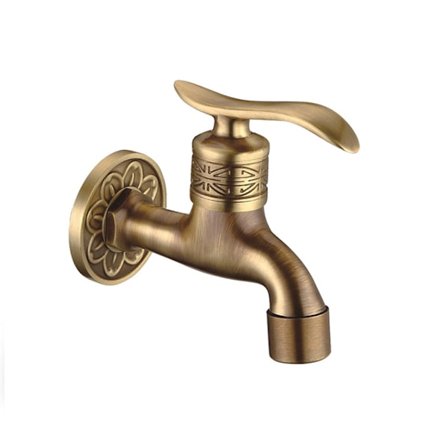 Antik mässingskran Mässingshandtag Tvättstuga Badrum Väggmonterad Tvättmaskin Kran Utomhusträdgårdsslang Enkel Kall Lång Kran