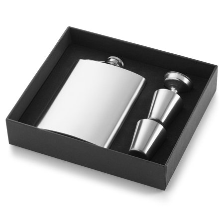 Petaca de Acero Inoxidable y Juego de 2 vasos. para hombres - Regalos para gourmets