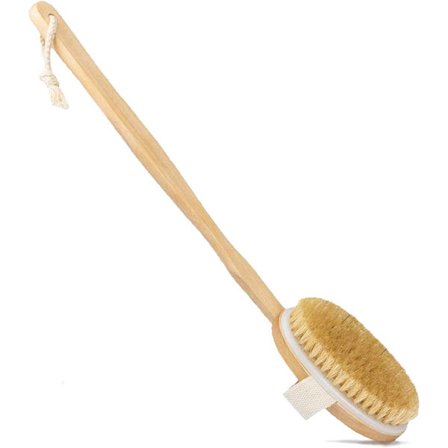 Kroppsbørste med langt håndtak 40 cm Avtakbar Kroppsbørste Ryggbørste Badebørste Dusjbørste Eksfolierende Badebørste Tørrbørsting Tørrbørste med 