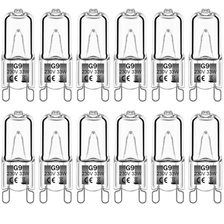 12-pakning G9 Halogenpærer 33W 230V 2800K Varmhvit 380lm Klar Kapsel Halogenpærer Dimbar Ingen Blits Ingen Flimmer