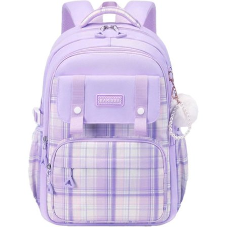 Sød skoletaske rygsæk til piger stor kapacitet med hængende nøglering_TF_TF