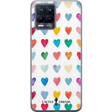 Kompatibel Mobilcover til Realme Realme 8 Cactus and Friends - Watercolor Love Grid