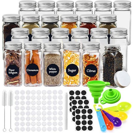 Square Spice Jars, 24 Pieces Spice Jars Set, Spice Container with Lid