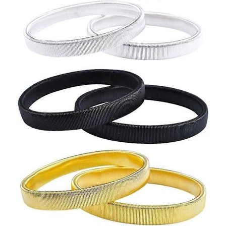 Langærmet skjorteholder (3 par) - Skridsikre metalarmbånd til tøj