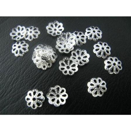 100 St. Nickelfria Silverpläterade Pärlhattar Ø 9 Mm.