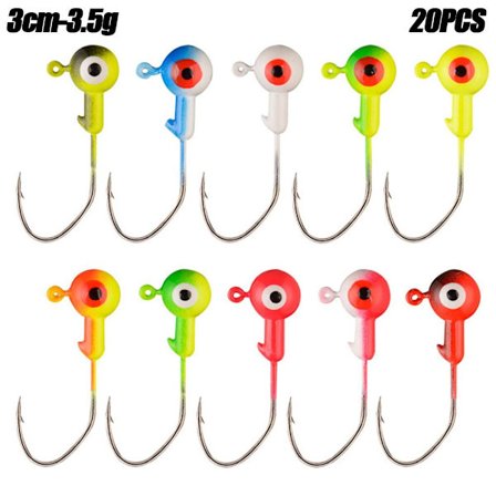 20 stk Rundt blyhoved Krog Jigging Agn 3CM-3.5GMIX FARVE MIX